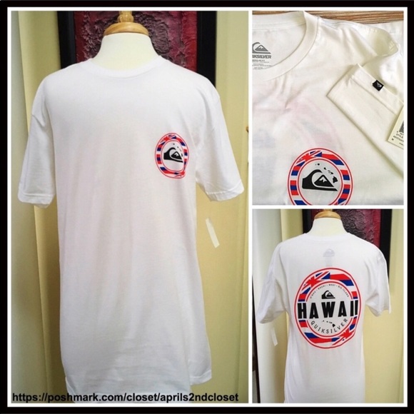 QUICKSILVER WHITE SUMMER TEE SHORT SLEEVES HAWAII T-SHIRT A2C - Picture 3 of 7
